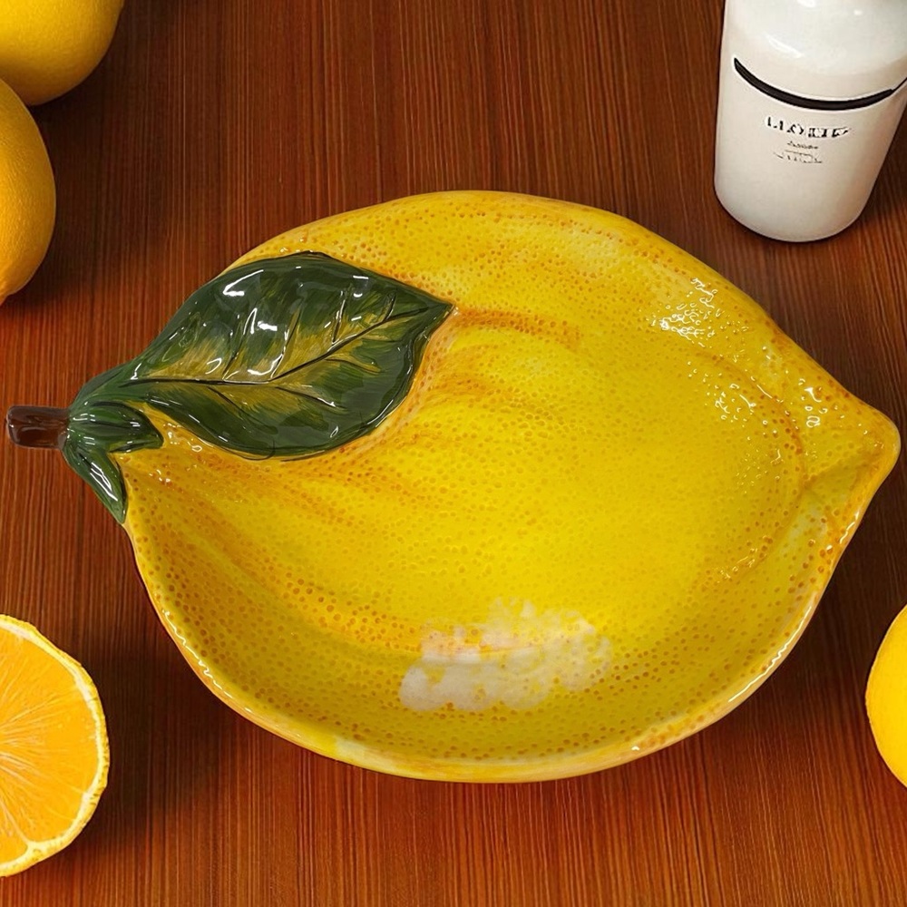 Pier 1 Handpainted Earthenware Citrus "Lemon Orchard" 11 Inch Serving Dish Plate